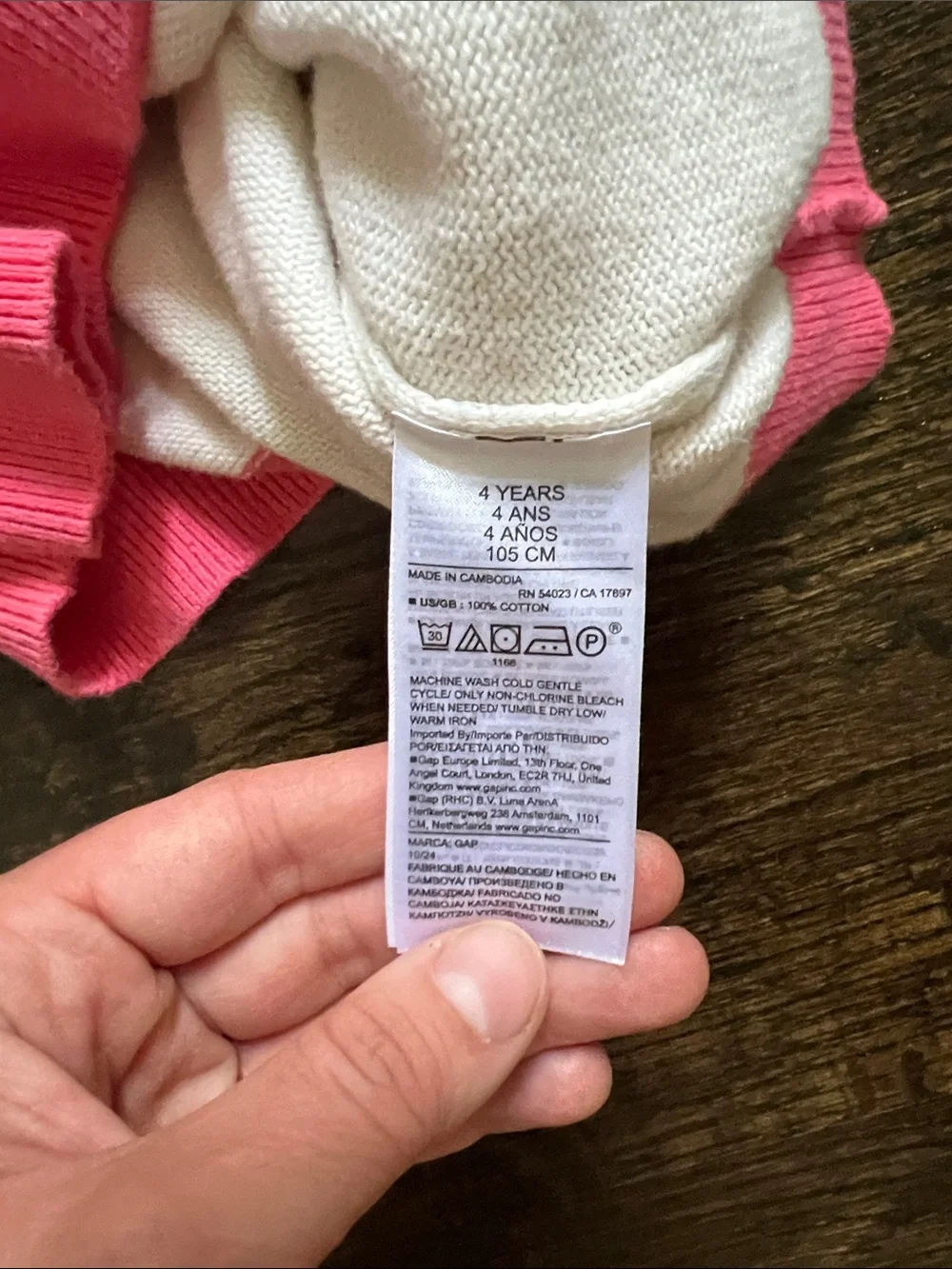 GAP kids Cream Sweater with Pink & Blue Butterfly